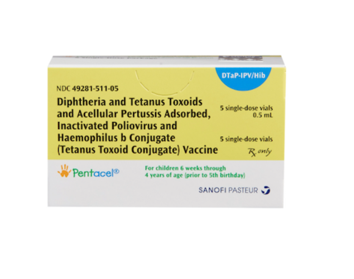 Pentacel DTaP-IPV Hib pediatric vaccine 5-dose kit with DTaP-IPV and ActHIB component vials, NDC 49281-511-05